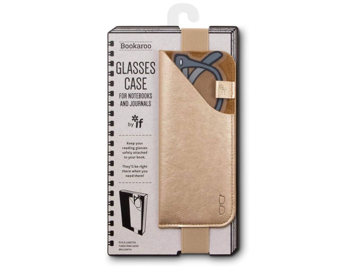Portaocchiali glasses case da quaderno o libro con elastico oro chiaro