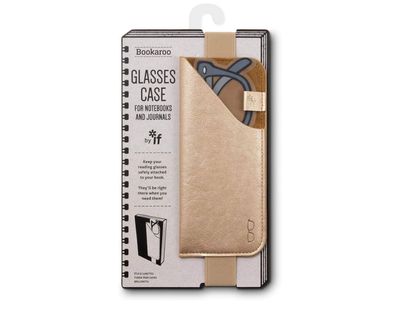 Portaocchiali glasses case da quaderno o libro con elastico oro chiaro