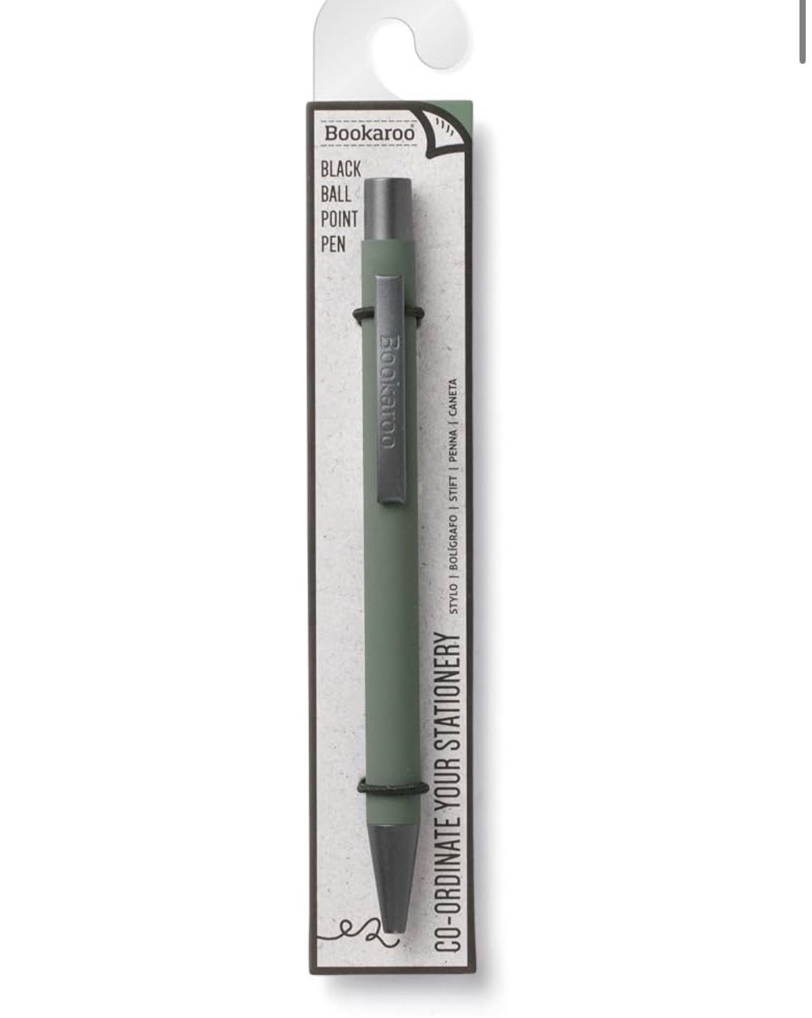 Penna a sfera, inchiostro nero, verde militare Bookaroo