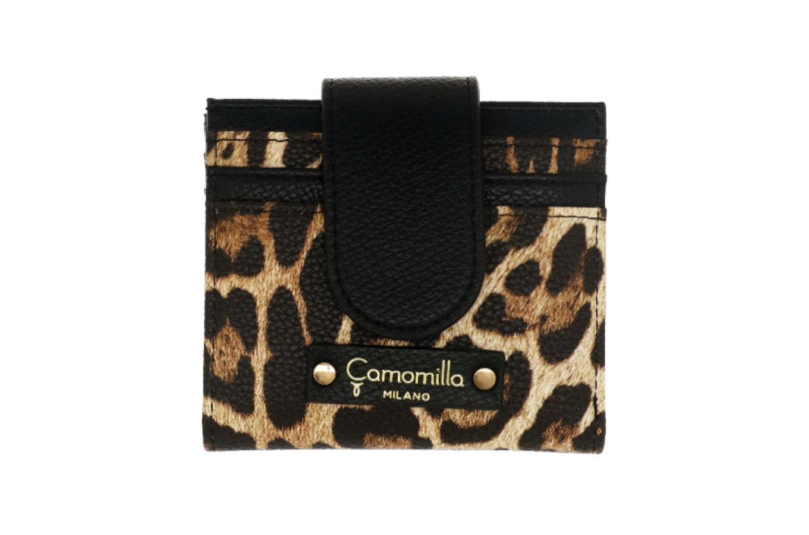 PORTAFOGLIO S SLIM NICE NERO Leopard 32362 Camomilla Milano