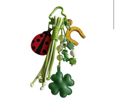 PORTACHIAVI CHARM Buona fortuna coccinella rossa quadrifoglio VERDE 29825