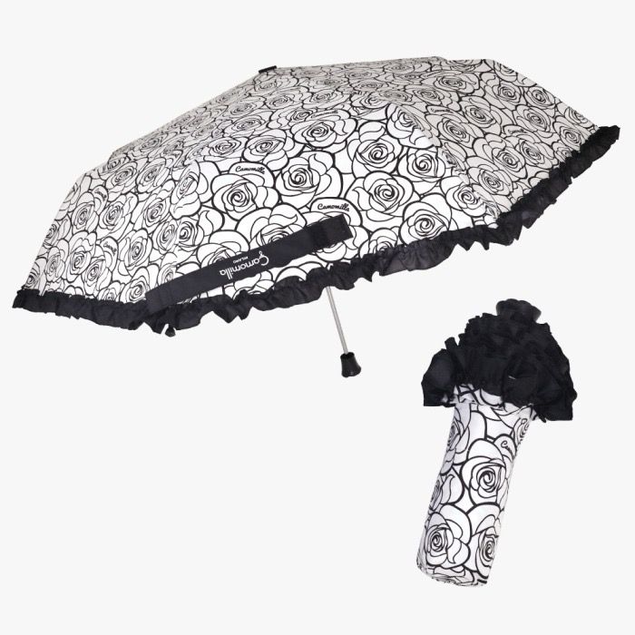 Ombrello Camomilla Milano grafica rose bianco e nero 28783