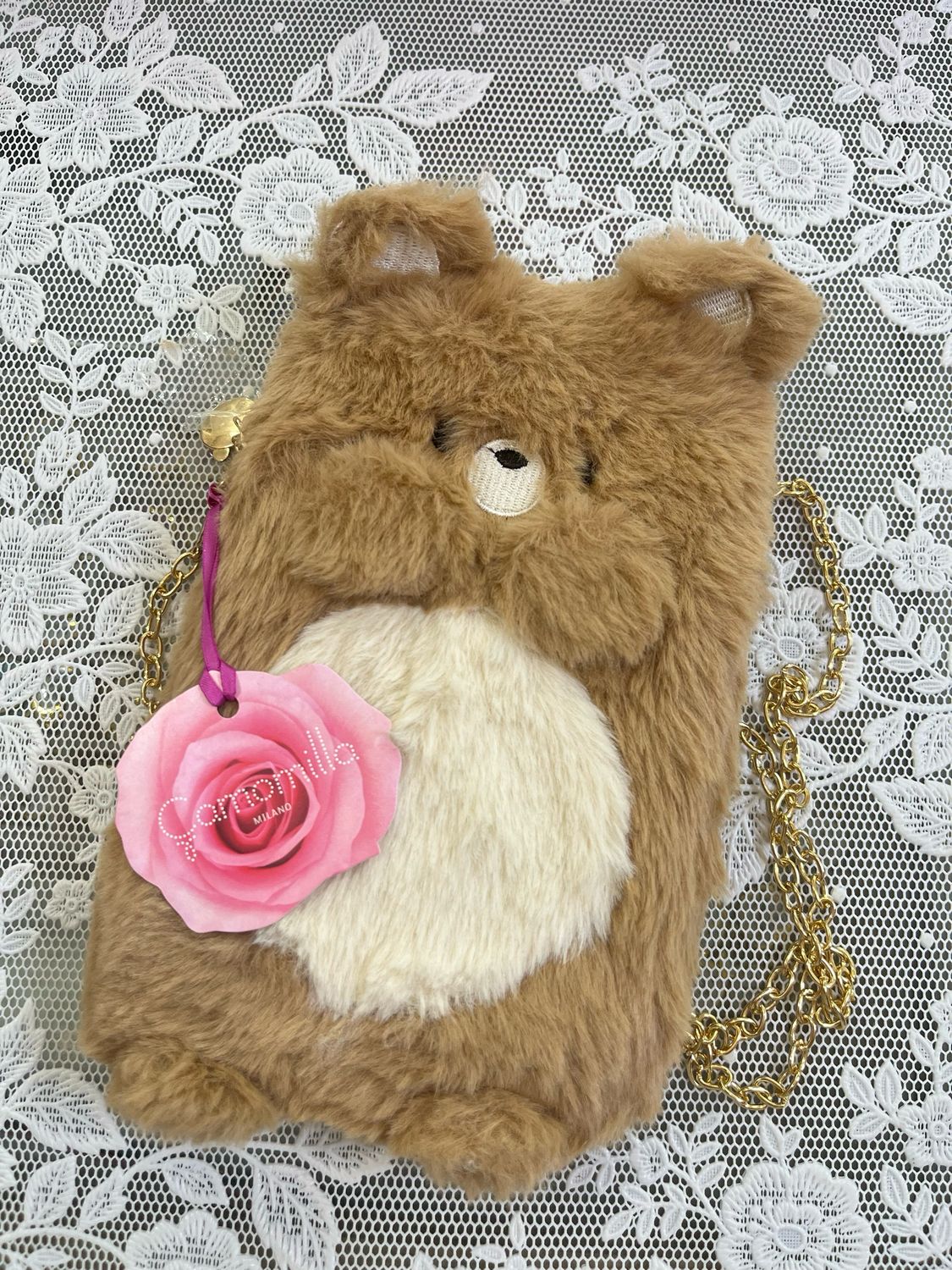 Portacellulare orsetto peluche beige Camomilla Milano 29672