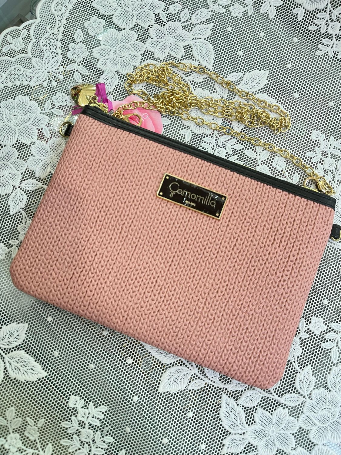 Tracollina piatta Camomilla Milano finto tricot ROSA 28161
