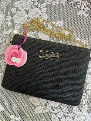 Tracollina piatta Camomilla Milano finto tricot NERO 28161