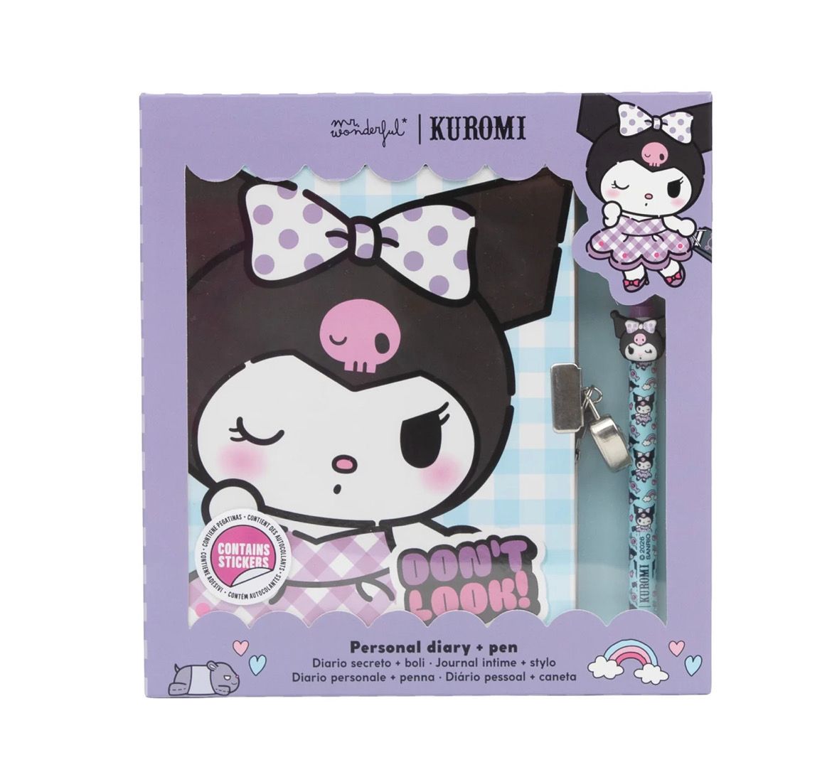 Diario segreto + penna cancellabile Kuromi in confezione regalo Don't Look!