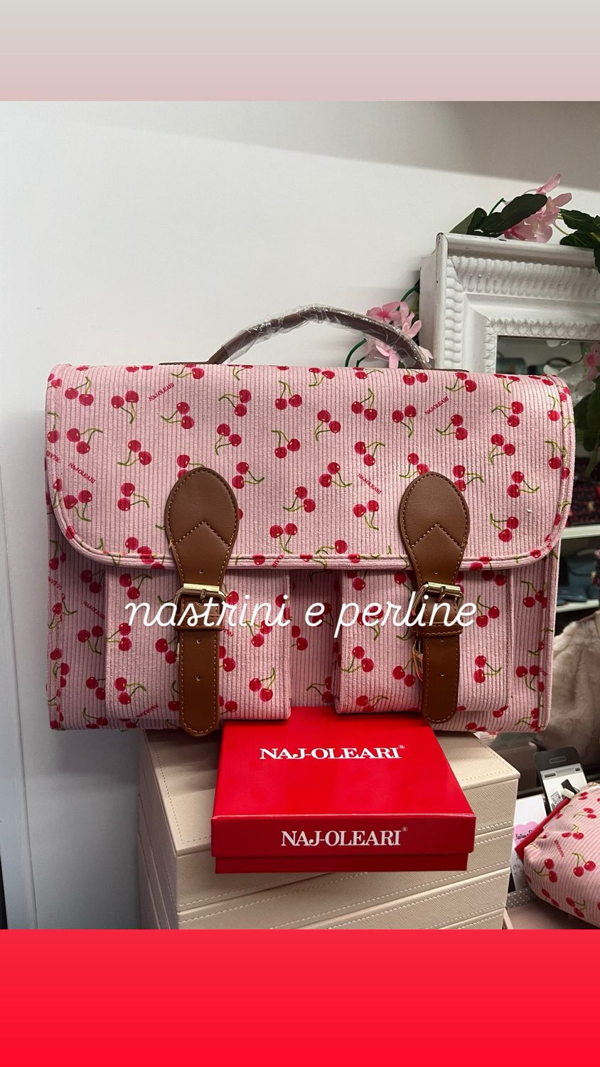 Cartella zaino cherry fondo rosa Naj-Oleari cod. 60421