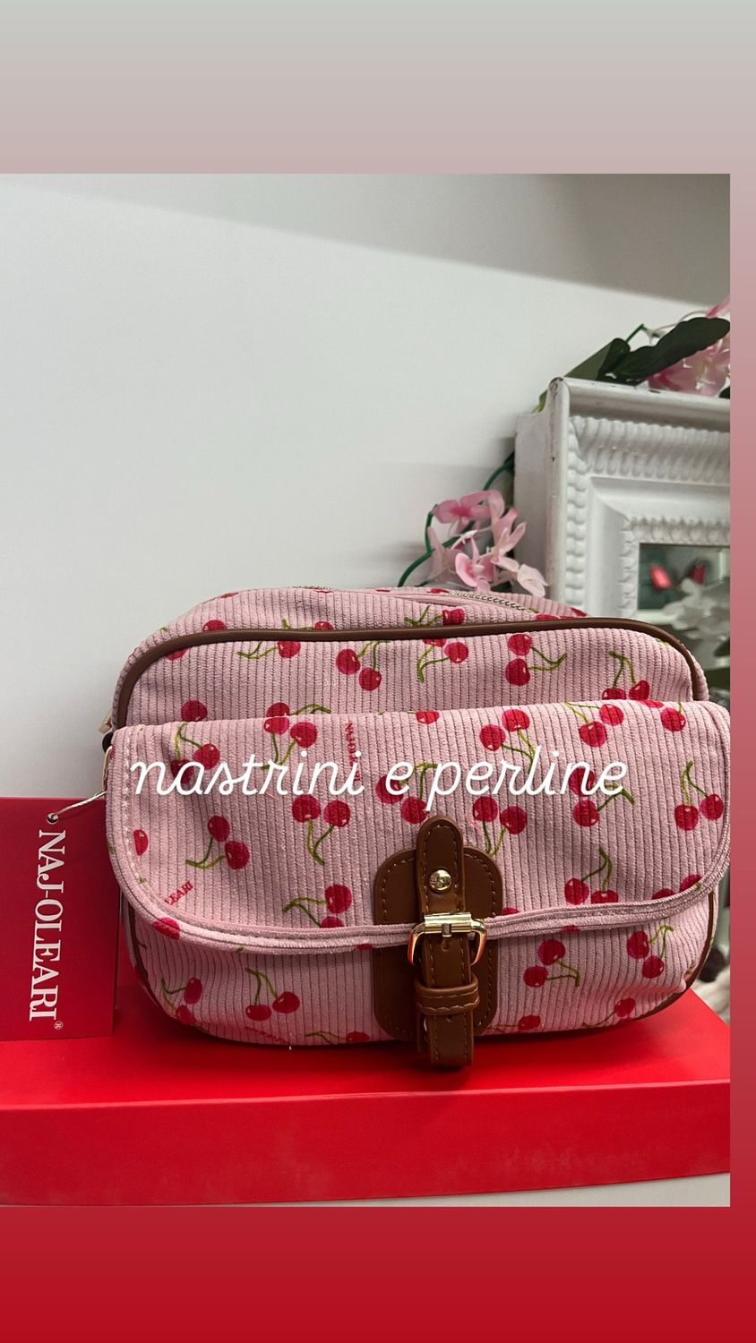 Borsa a spalla cherry fondo rosa 60701