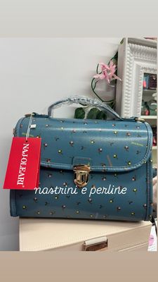 Cestino Naj-Oleari Dotty fondo celeste con tracolla 61550