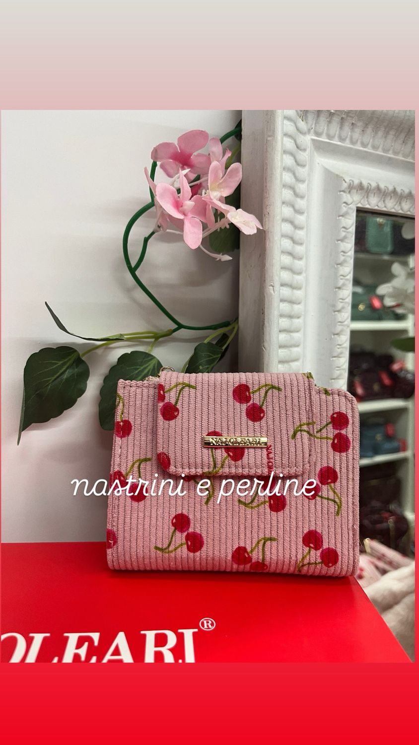 Portafoglio Naj-Oleari cherry fondo rosa in velluto cod 2497