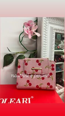 Portafoglio Naj-Oleari cherry fondo rosa in velluto cod 2497