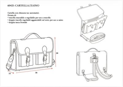 Cartella zaino cherry magenta fondo nero Naj-Oleari cod. 60421
