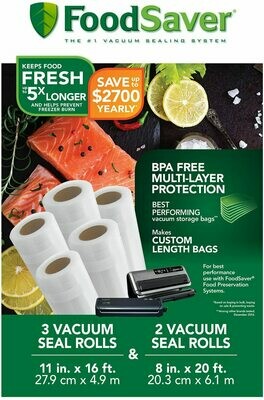 FoodSaver 8&quot; and 11&quot; Vacuum Seal Rolls Multipack