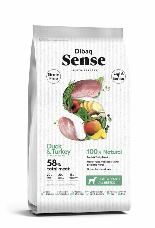 Sense Grain Free - Light & Sénior Pato & Pavo 2kg