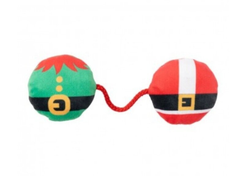 FuzzYard Xmas Cat Toy - Elf & Santa Bellies Rope