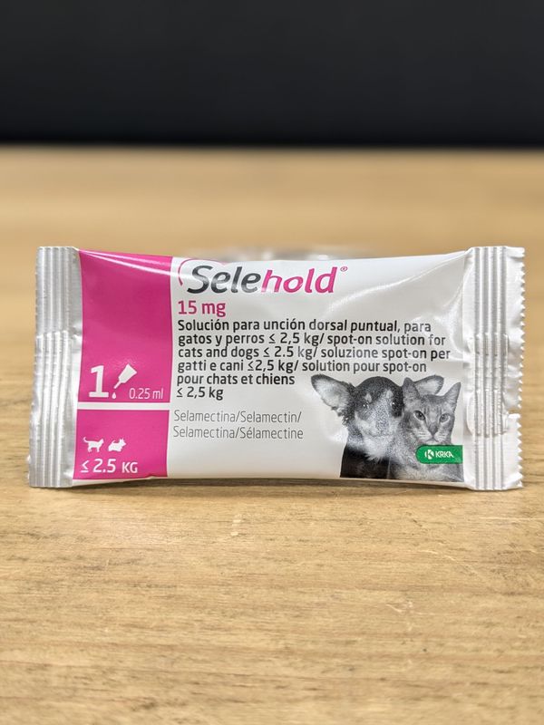 Selehold Pipeta para cachorros y gatitos de hasta 2,5kg - 1 unidad