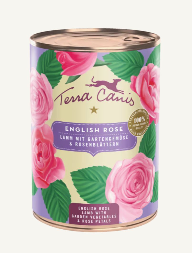 Terra Canis - Rosa inglesa: cordero con verduras del jardín y pétalos de rosas