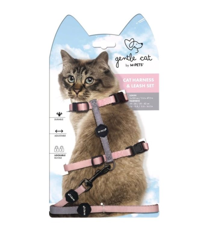 Gentle Cat Arnés+correa Rosa - Gris
