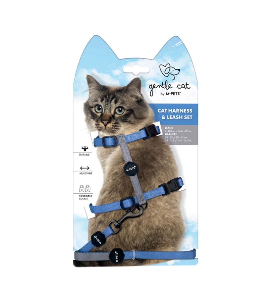 Gentle Cat Arnés+correa Azul - Gris