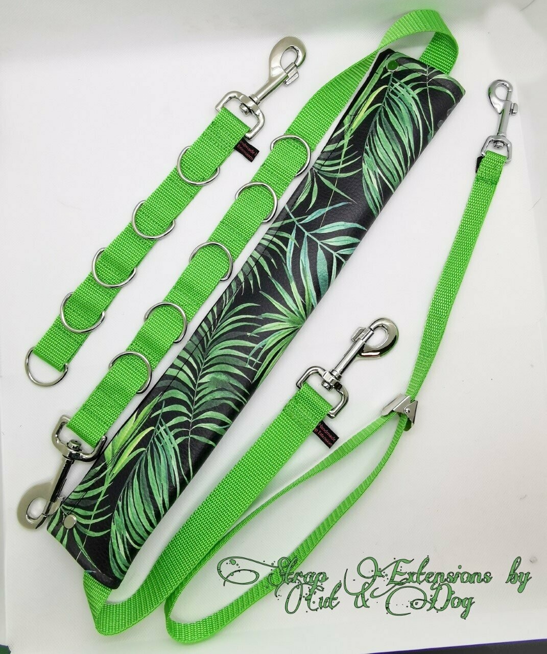Set Palmengrün Bauchgurt (normal) Halsschlaufe Verlängerung, wahlweise mit stufenlosem Bauchgurt