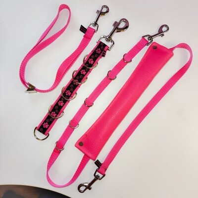 Set Allover Pink Bauchgurt (Mini) Halsschlaufe Verlängerung, wahlweise mit stufenlosem Bauchgurt