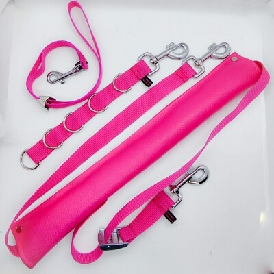 Set Allover Pink Bauchgurt (normal) + Halsschlaufe + Verlängerung + wahlweise mit Mini Bauchgurt, D- Ringe oder stufenlos