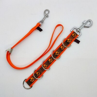 Set Strap Extensions 5 D- Ringe Orange Pfötchen & Halsschlaufe 50cm