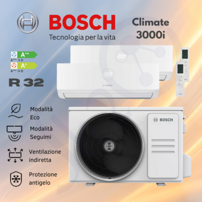 Climatizzatore Bosch Climate 3000i dual split 9000+9000 btu classe A++/A+