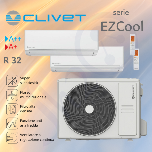 Climatizzatore Clivet EZCool dual split 12000+12000 btu classe A++/A+