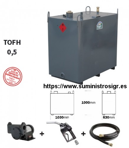 Kit 12V Gasoil Deposito Combustible 500 litros TOFH-0.5 Depositos para  Transporte.Tanque Homologado