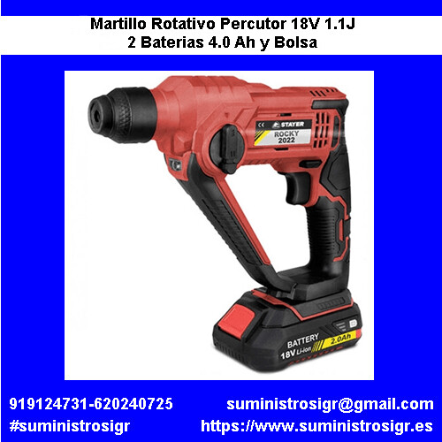 Martillo a Bateria 18 V - 2 Baterias 4.0 Ah - Martillo Rotativo ROCKY L2024  Set Stayer 1.2200\u200b SDS PLUS