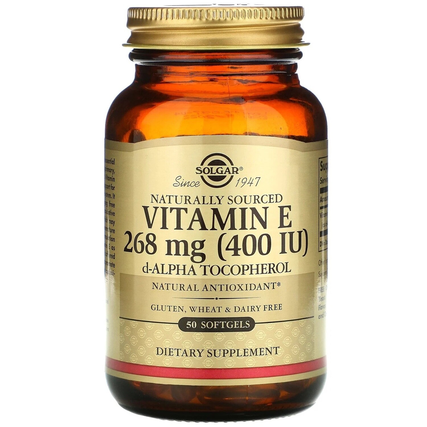 Vitamin E (витамин Е) - 268mg, 50 Капсул от Solgar (Солгар)