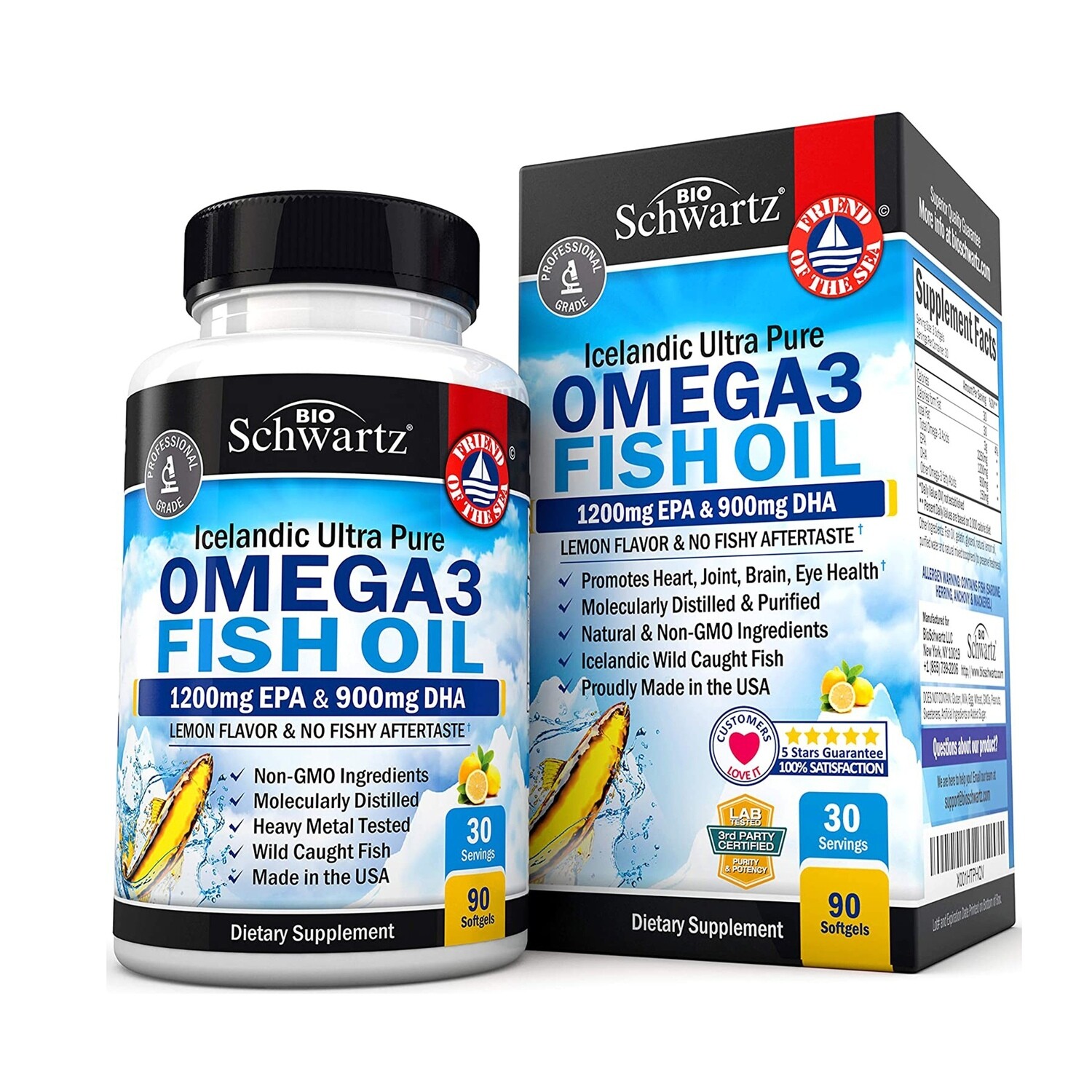 Fish Oil Omega 3 (омега 3)- 1200мг, 90 Капсул от Bio Schwartz (Био Шварц)