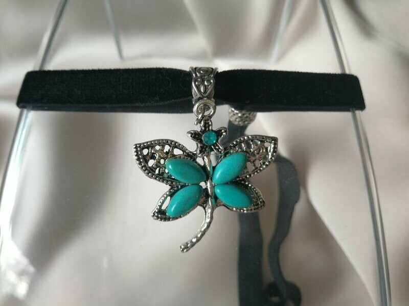 CHOCKER DE MARIPOSA Y TURQUESA
