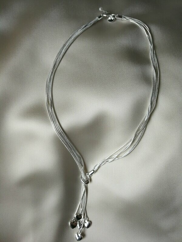 COLGANTE 3 CORDONES CON CORAZONES plata 925