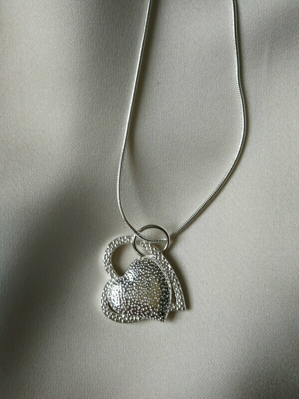 COLGANTE 2 CORAZONES,Plata 925