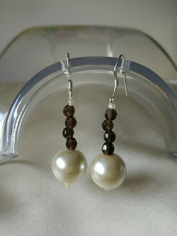 PENDIENTES LARGOS DE PERLAS,BLANCO Y NEGRO