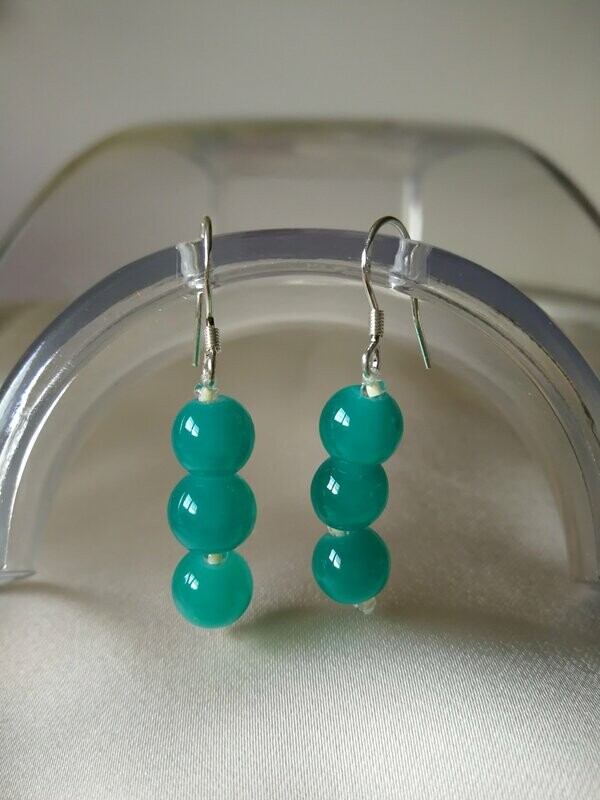 PENDIENTES 3 BOLAS DE CUARZO VERDE