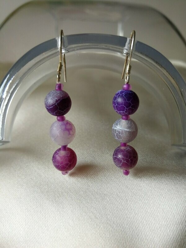 PENDIENTES 3 BOLAS CUARZO ROSA