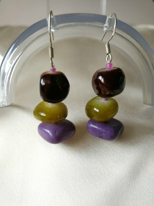 PENDIENTES 3 CUARZOS DE COLOR