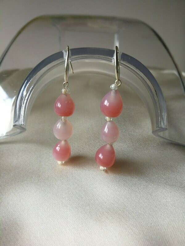 PENDIENTES 3 GOTAS CUARZO ROSA