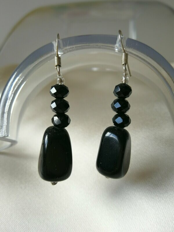PENDIENTES DE CUARZO NEGRO