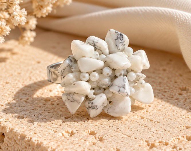 ANILLO PIEDRAS CUARZO BLANCO