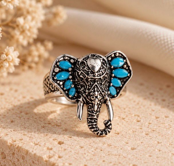 ANILLO DE PLATA TIBETANA ELEFANTE