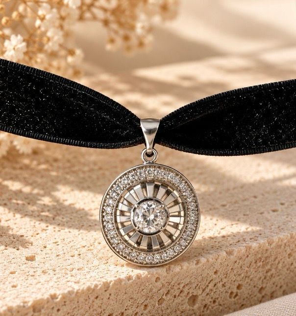 CHOCKER CON ELEMENTO CIRCULAR DE PLATA 925 Y CIRCONITA