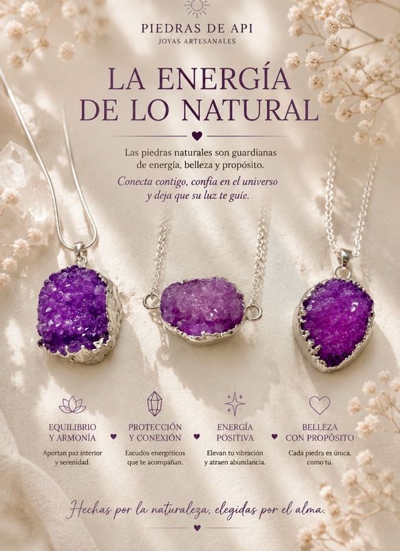 COLGANTE CON AMATISTA EN BRUTO ENGASTADA EN PLATA 925