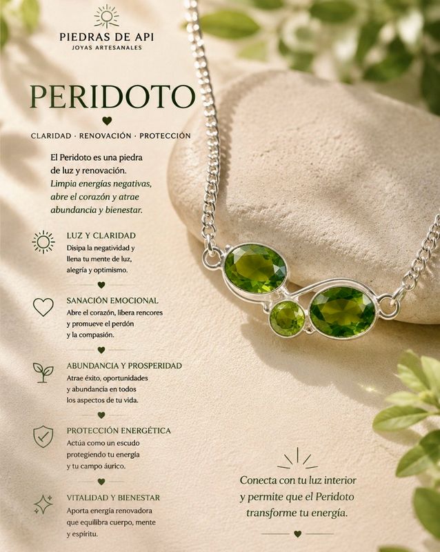 COLGANTE DE 3 PIEDRAS DE PERIDOTO ENGASTADAS EN PLATA DE LEY