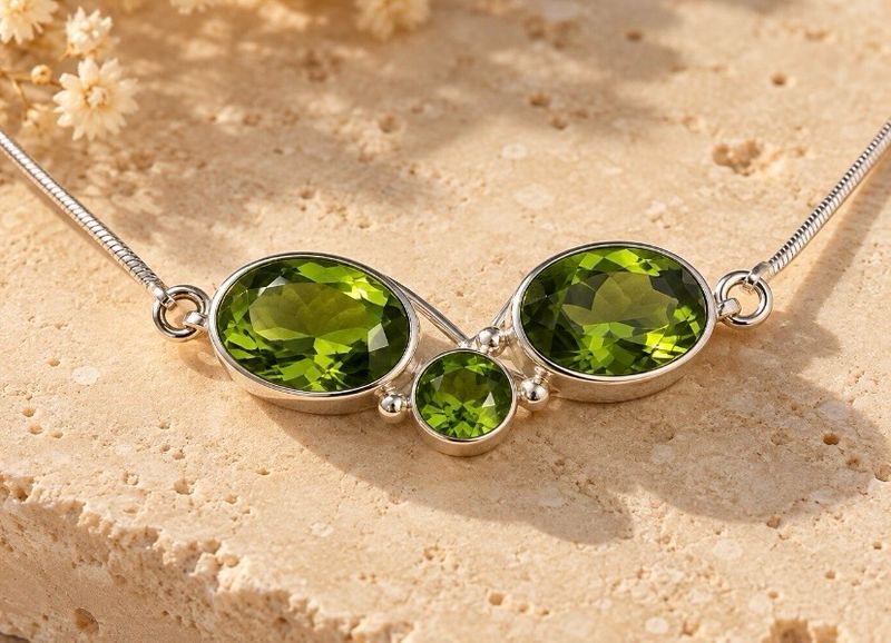COLGANTE DE 3 PIEDRAS DE PERIDOTO ENGASTADAS EN PLATA DE LEY