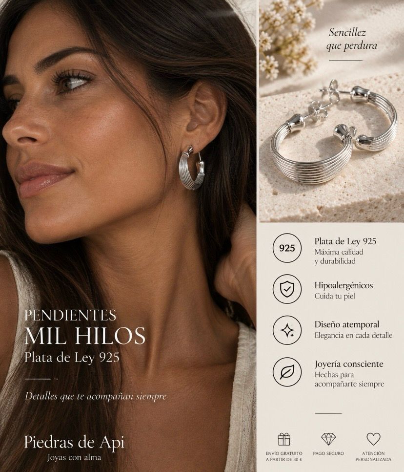 PENDIENTES MIL HILOS, Plata 925