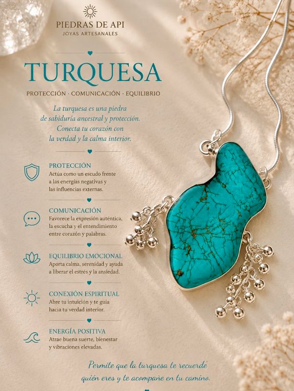COLGANTE DE TURQUESA ENGASTADA EN PLATA DE LEY